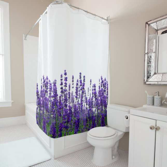 Floral Lavender Flowers Shower Curtain (In Situ)