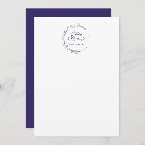 Floral Lavender Hearts Wreath Note Card