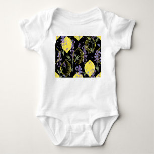Floral Lavender Lemons Vintage Illustration Baby Bodysuit