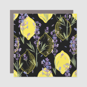 Floral Lavender Lemons Vintage Illustration Car Magnet