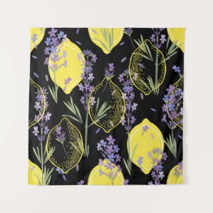 Floral Lavender Lemons Vintage Illustration Tapestry