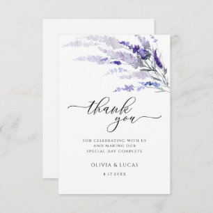 Floral Lavender Lilac Botanical Wildflower Wedding Thank You Card