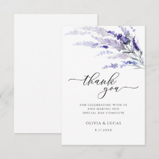 Floral Lavender Lilac Botanical Wildflower Wedding Thank You Card