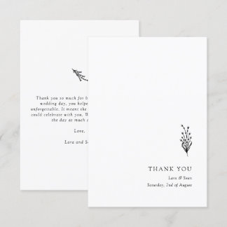 Floral Lavender Modern Minimalist Black and White Thank You Card