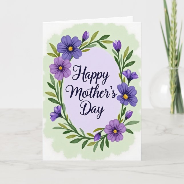 Floral Lavender Mothers Day Card (Front)