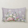 Floral Lavender Peony Butterflies Rustic Wood Art Lumbar Pillow