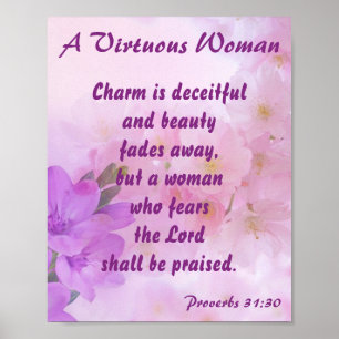 Floral Lavender Proverbs 31 Woman Poster