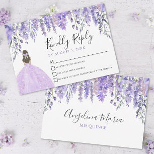 Floral Lavender Purple Quinceanera RSVP Card