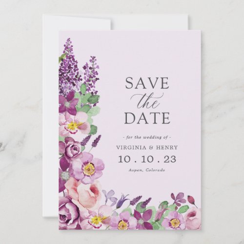 Floral Lavender Save The Date