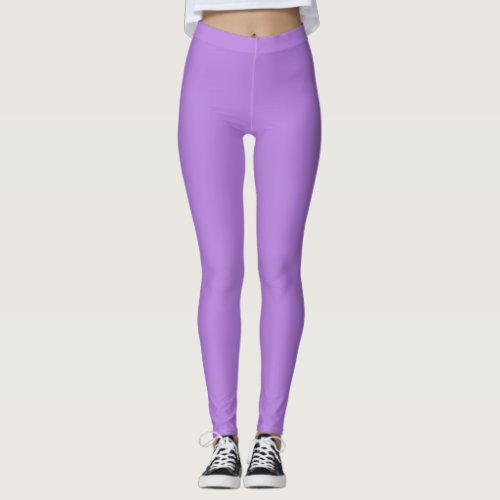 Floral Lavender Solid Color Leggings