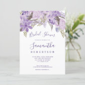 Floral lavender watercolor chic bridal shower invitation (Standing Front)