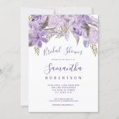 Floral lavender watercolor chic bridal shower invitation (Front)