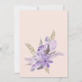 Floral lavender watercolor script baby shower invitation (Back)
