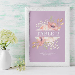 Floral Lavender Wedding Number Card