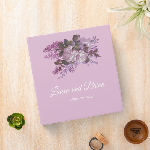 Floral Lavender Wedding Photo Album 3 Ring Binder