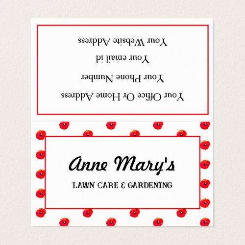 Floral Lawn Gardener Orange Poppy Artsy Colorful Business Card