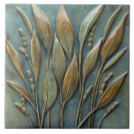 Floral & Leaf Botanical Faux Relief  Ceramic Tile<br><div class="desc">A breathtaking ceramic faux relief featuring intricate floral and leaf details,  bringing a touch of nature into any interior.</div>