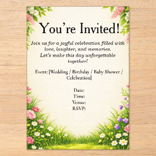 Floral Leaf & Grass Invitation Card