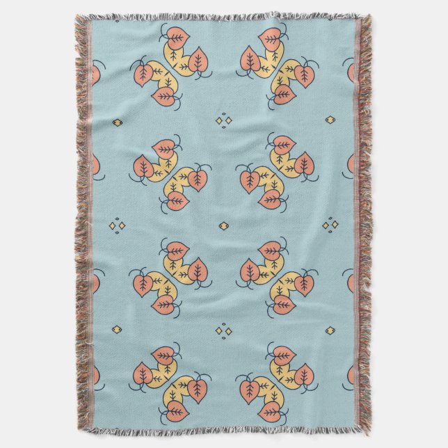 floral leaf motifs grouping   pattern design throw blanket (Front Vertical)