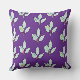 Floral Leaf Purple Decorative  Throw Pillow
