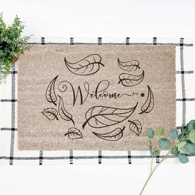 Floral Leaf Welcome Fiber Doormat (Creator Uploaded)