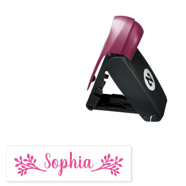 Floral Leaves Border Girls Name Pocket Stamp (Open with Design)