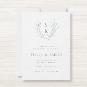 Floral Leaves Drawing Modern Wedding Save The Date