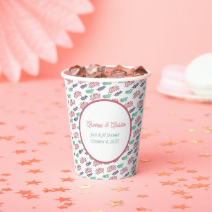 Floral Leaves Jack and Jill Shower Paper Cups