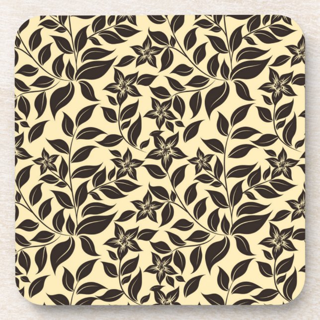 Floral Leaves Pattern-23756 Beverage Coaster (Front)