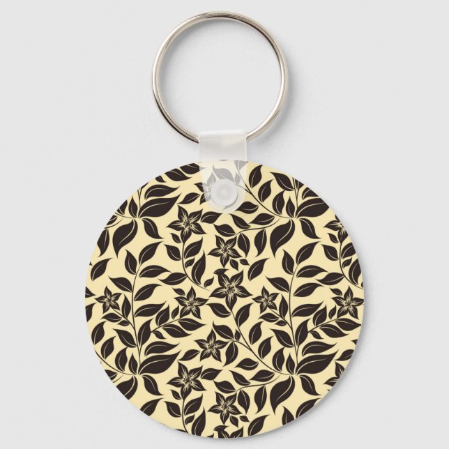 Floral Leaves Pattern-23756 Keychain (Front)