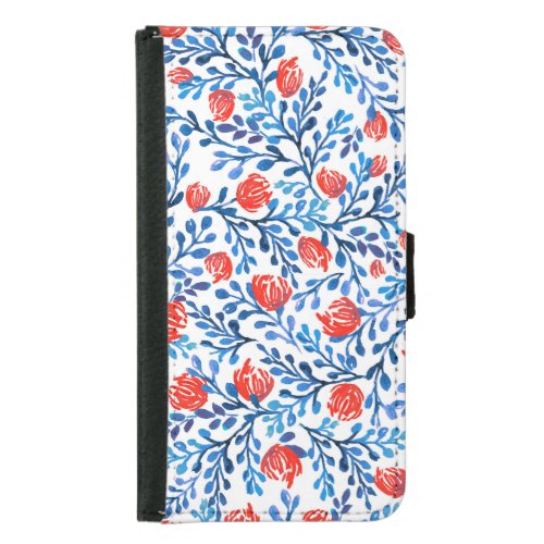 Floral Leaves Seamless Nature Pattern Samsung Galaxy S5 Wallet Case