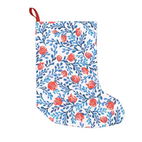 Floral Leaves Seamless Nature Pattern Small Christmas Stocking