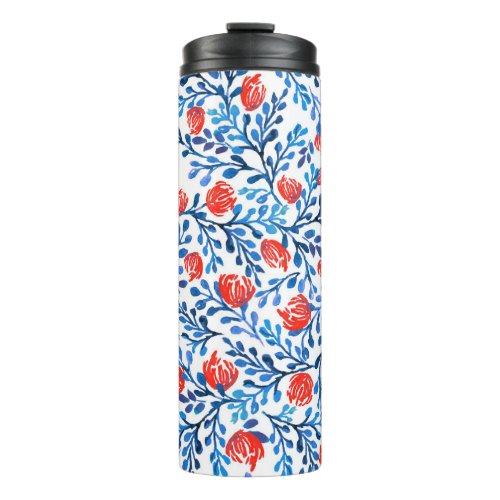 Floral Leaves Seamless Nature Pattern Thermal Tumbler