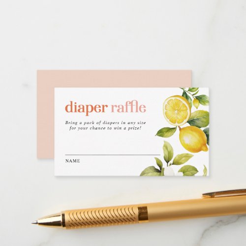 Floral Lemon  Baby Shower Diaper Raffle Ticket Enclosure Card