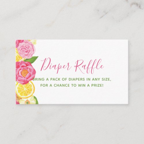 Floral Lemon Baby Shower Diaper Raffle Ticket Enclosure Card