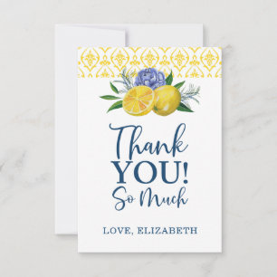 Floral Lemon Bridal Shower Thank You  Card