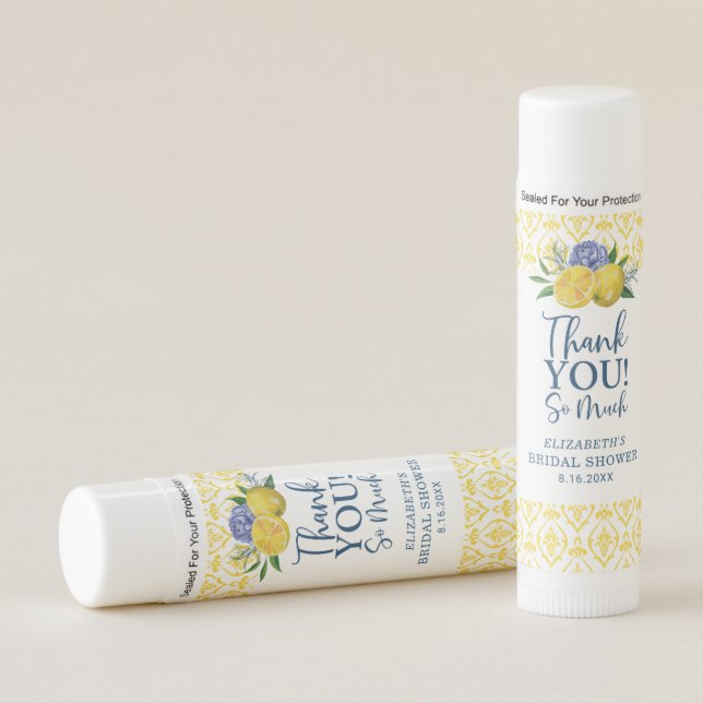 Floral Lemon Bridal Shower Thank You Lip Balm (Front)