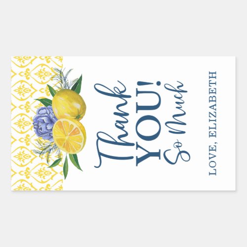 Floral Lemon Bridal Shower Thank You  Rectangular Sticker