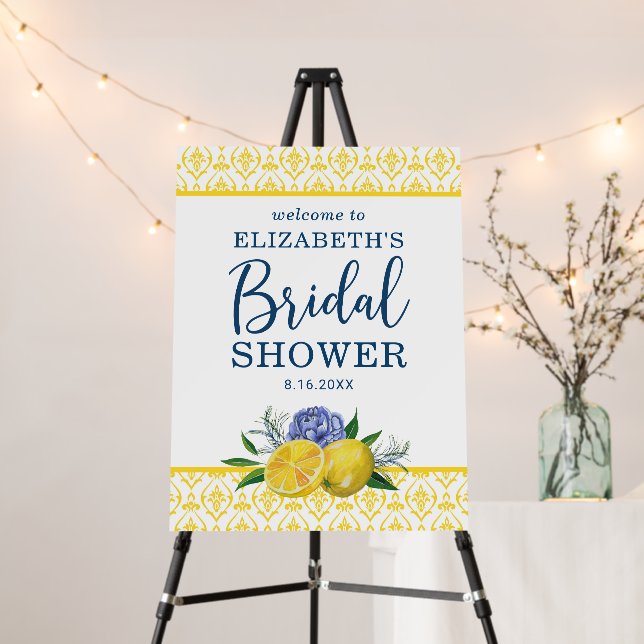 Floral Lemon Bridal Shower Welcome Sign (In Situ (Stand))