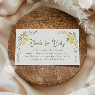 Floral Lemon Citrus Baby Shower Books for Baby Enclosure Card