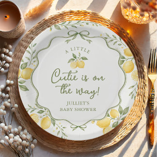 Floral Lemon Citrus Baby Shower Paper Plates