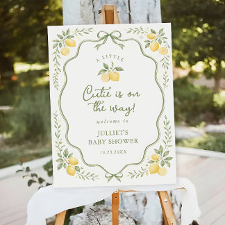 Floral Lemon Citrus Baby Shower Welcome Foam Board