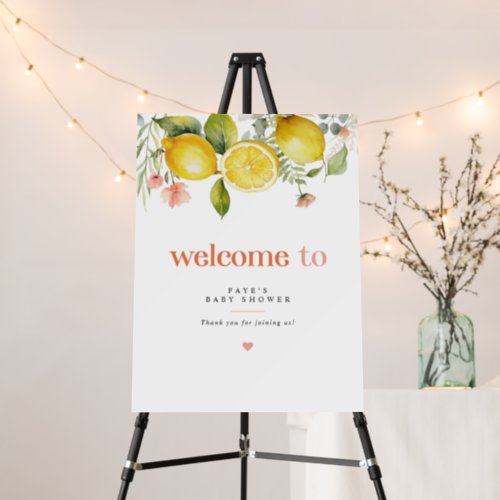 Floral Lemon Citrus Baby Shower Welcome Sign