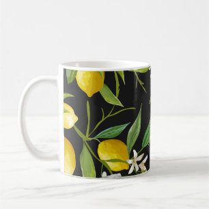 Floral Lemon Fruits Vintage Pattern Coffee Mug