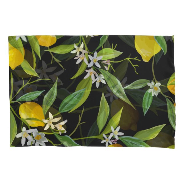 Floral Lemon Fruits Vintage Pattern Pillow Case (Front)