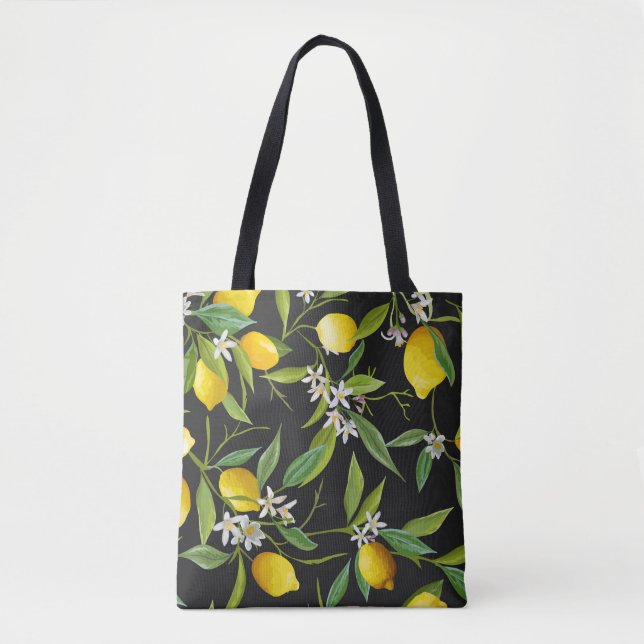 Floral Lemon Fruits Vintage Pattern Tote Bag (Front)