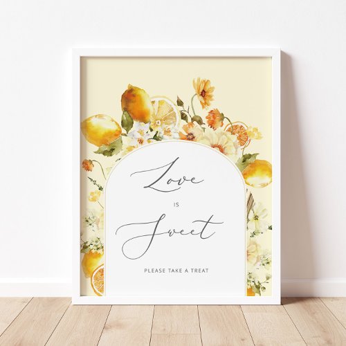 Floral lemon Love is sweet Poster