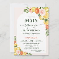 Floral Lemon Orange Our Main Squeeze Baby Shower