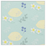 Floral Lemon Pattern Mint Green Fabric