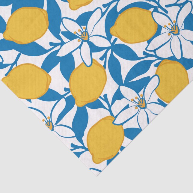 Floral Lemon Sketch Hand Drawn - Tissue Paper (Detail)